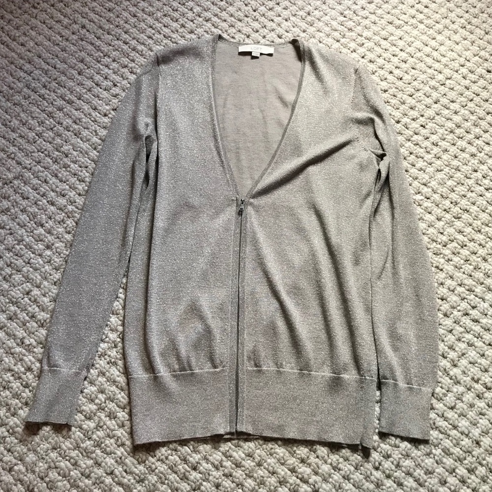 Loft Metallic Cardigan with Zipper